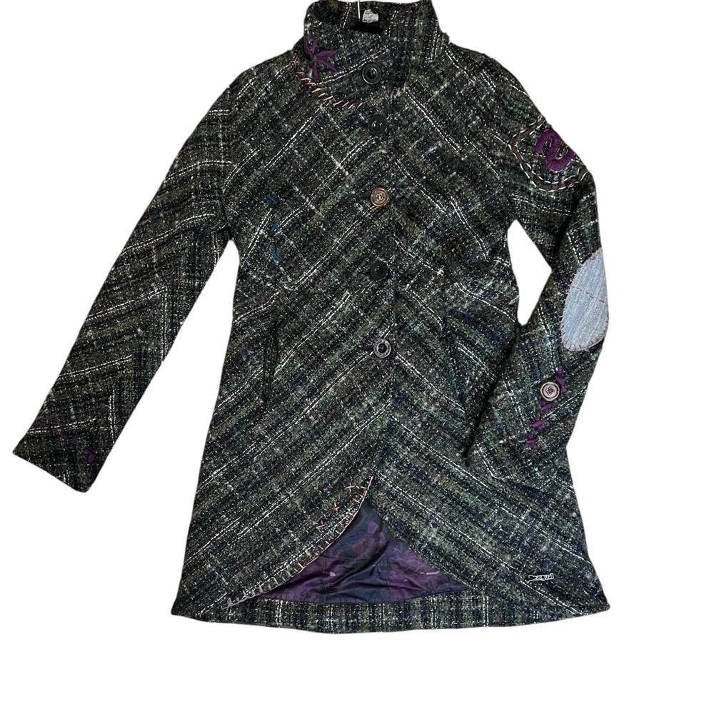 Desigual • Wool Blend Tweed ‘Dream’ Embroidered Button-Up Jacket Size 38/S
